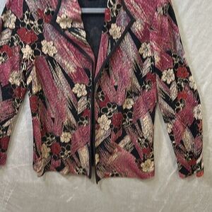 Elegant Floral Women's Blazer - Pink and Black